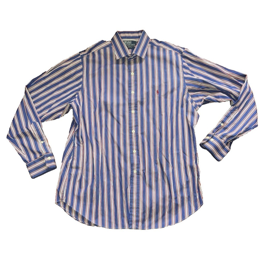 Polo Ralph Lauren Regent Classic Wide Striped 17 XL Blue Red White 100% Cotton